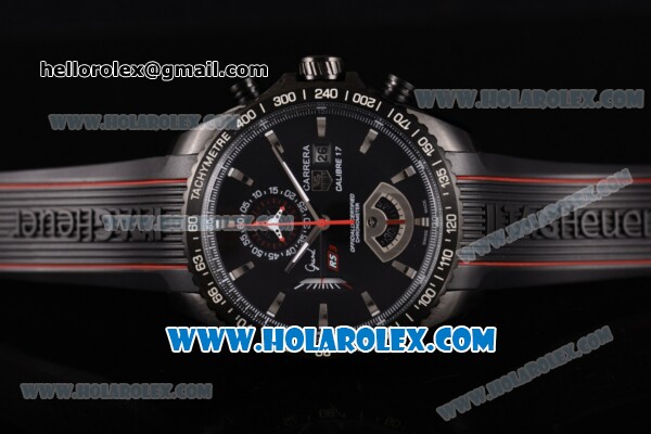 Tag Heuer Grand Carrera Calibre 17 RS3 Miyota Quartz PVD Case with Black Dial Rubber Strap and Stick Markers - Click Image to Close